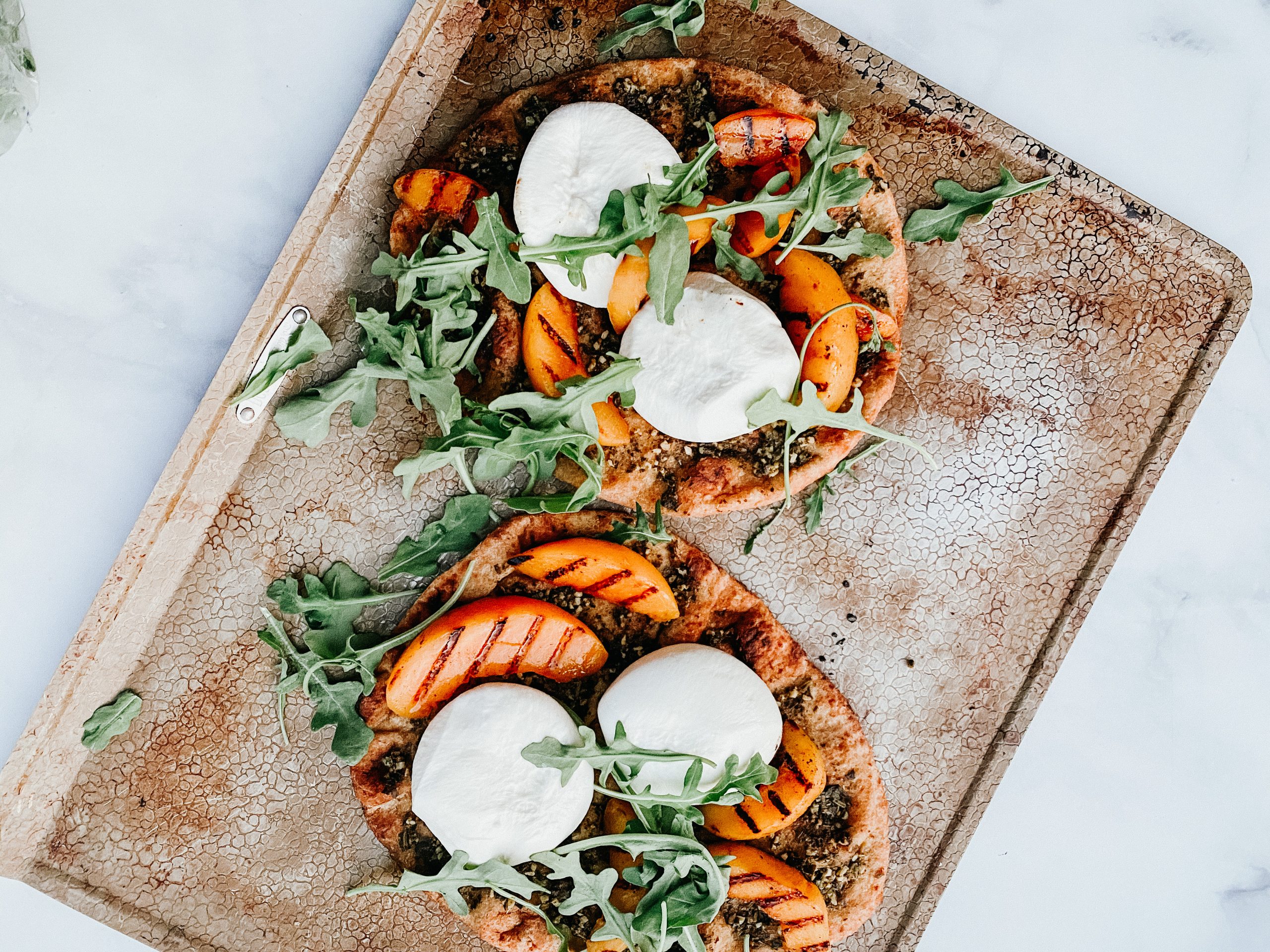 Peach, Burrata & Pesto Flatbread