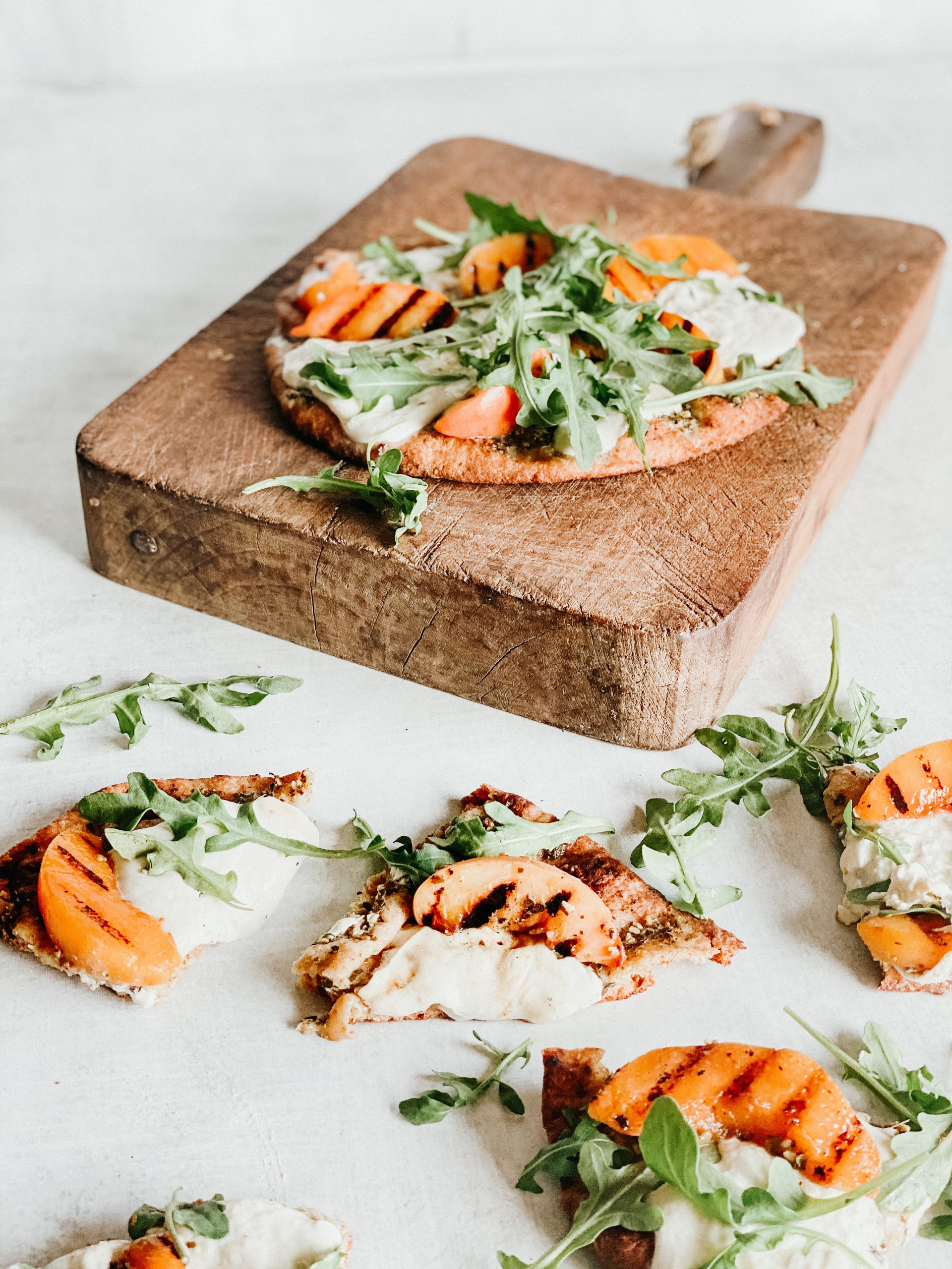 Peach, Burrata & Pesto Flatbread