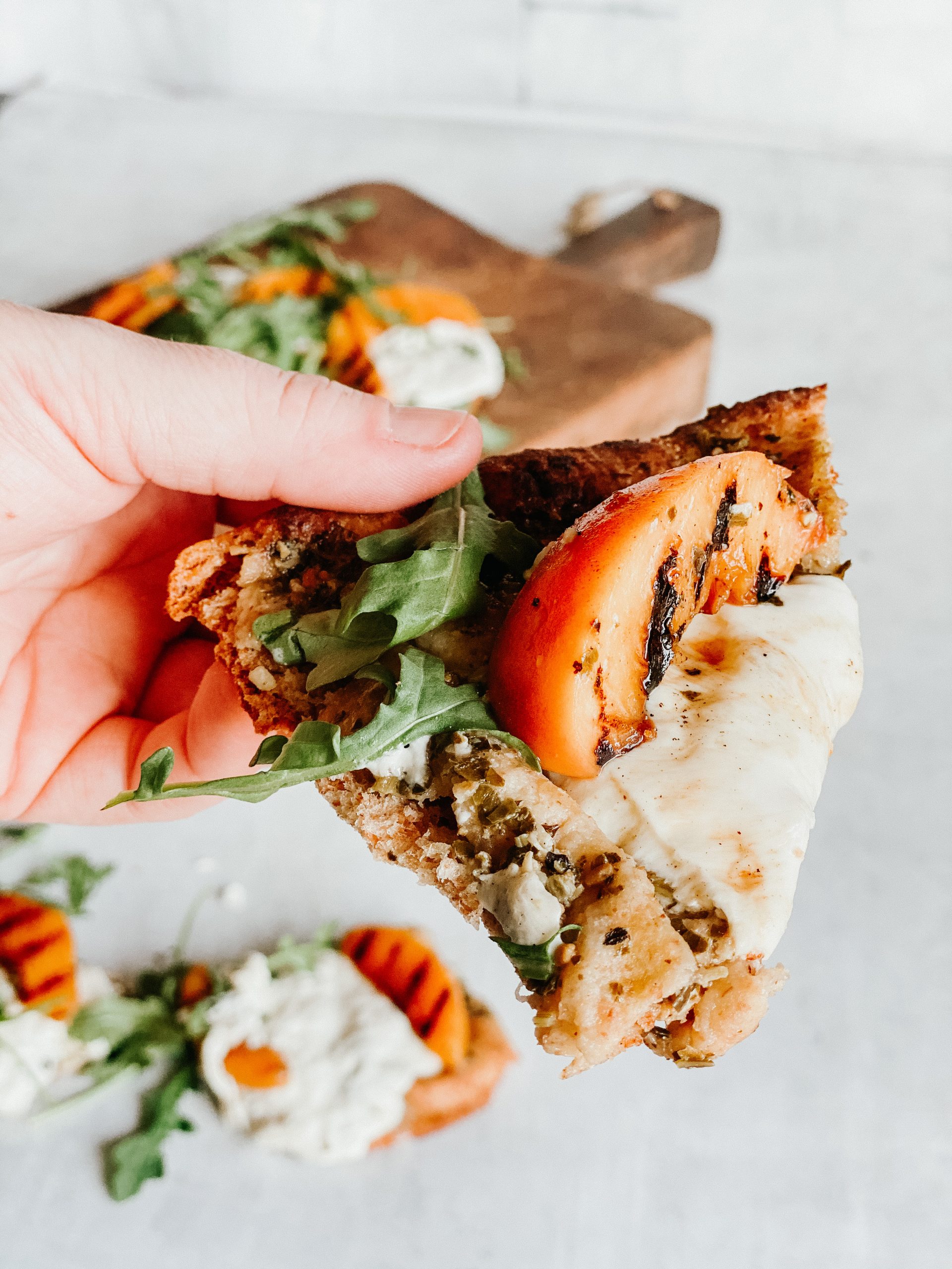 Peach, Burrata & Pesto Flatbread