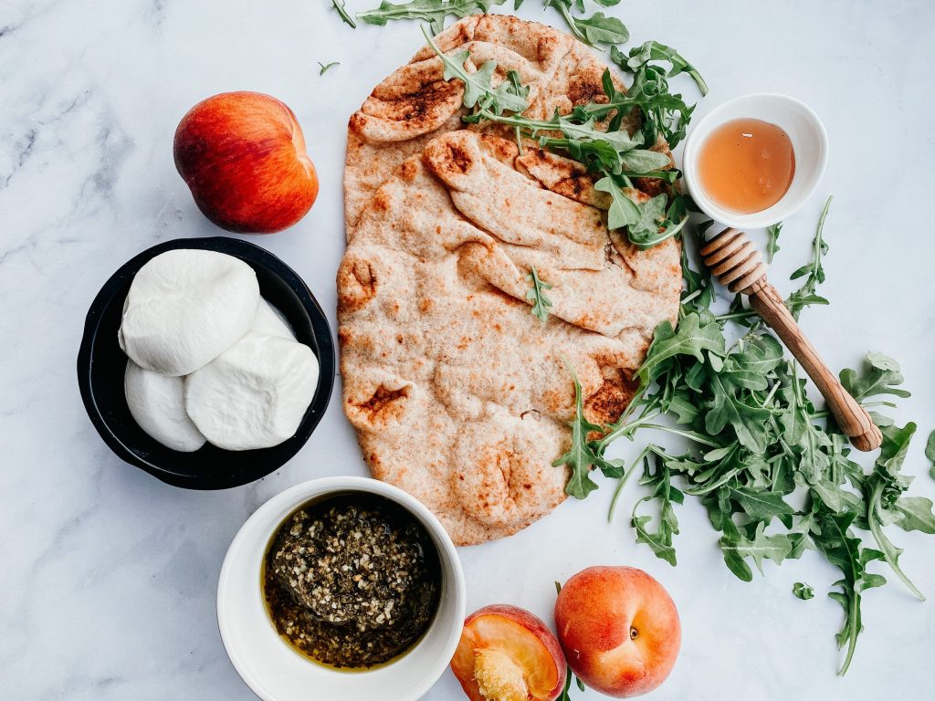 Peach, Burrata & Pesto Flatbread